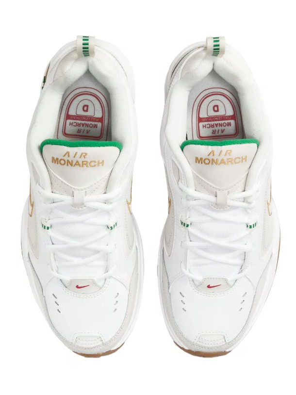 Nike AIR MONARCH IV Men White Green 103 Walking Shoe Medium & WIDE WIDTH 4E EEEE