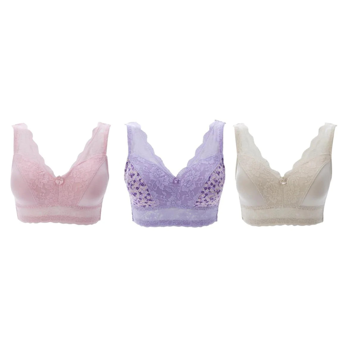 Rhonda Shear 3 Pack Pin-Up Lace Bra Set 453710-567051-J