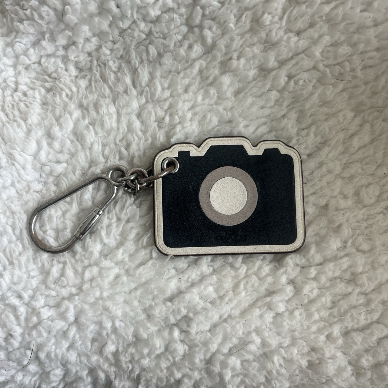 Coach camera leather keychain with carabiner