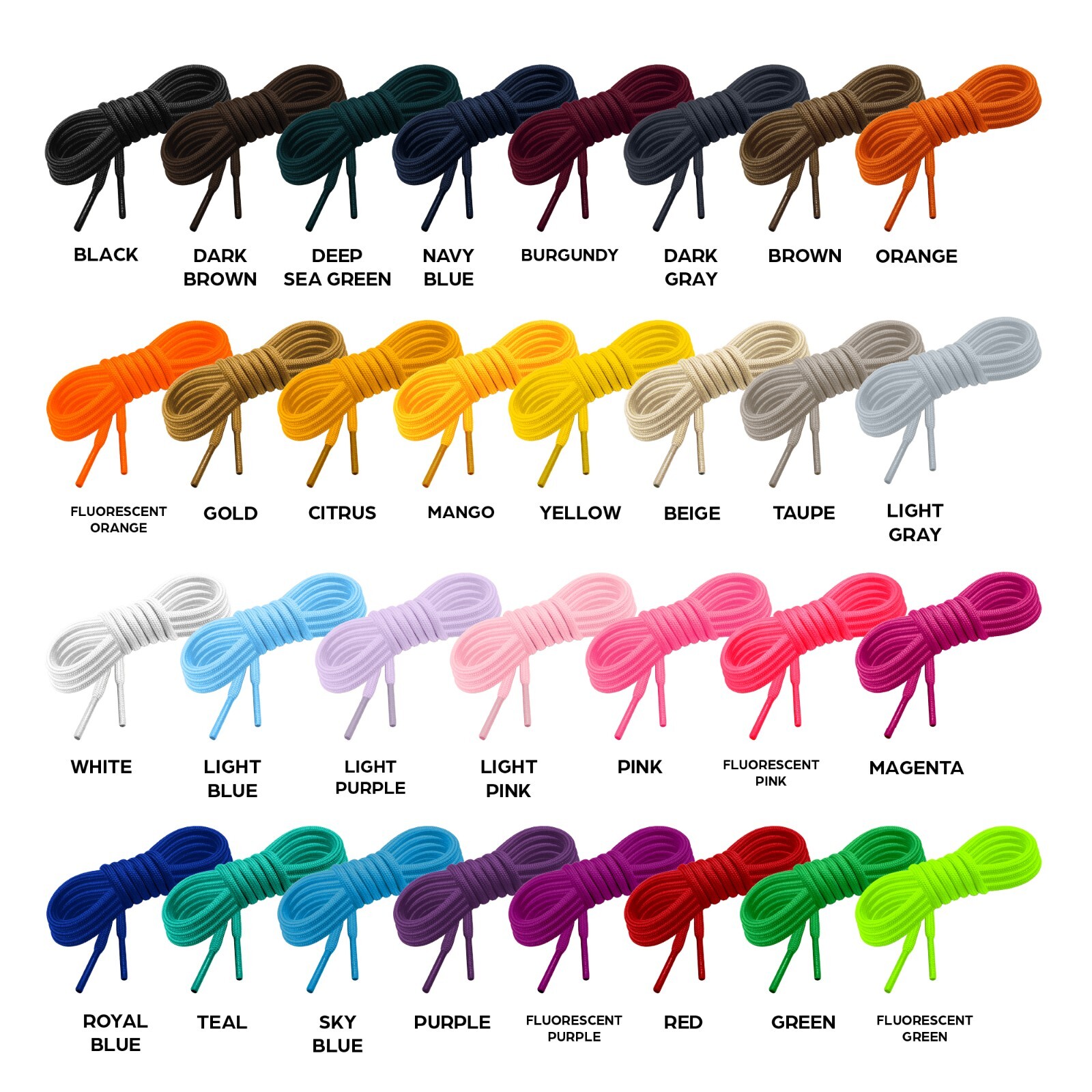 Premium ROUND Athletic 3/16″ SHOE LACES – Sport Sneaker Boot Casual Shoe Strings