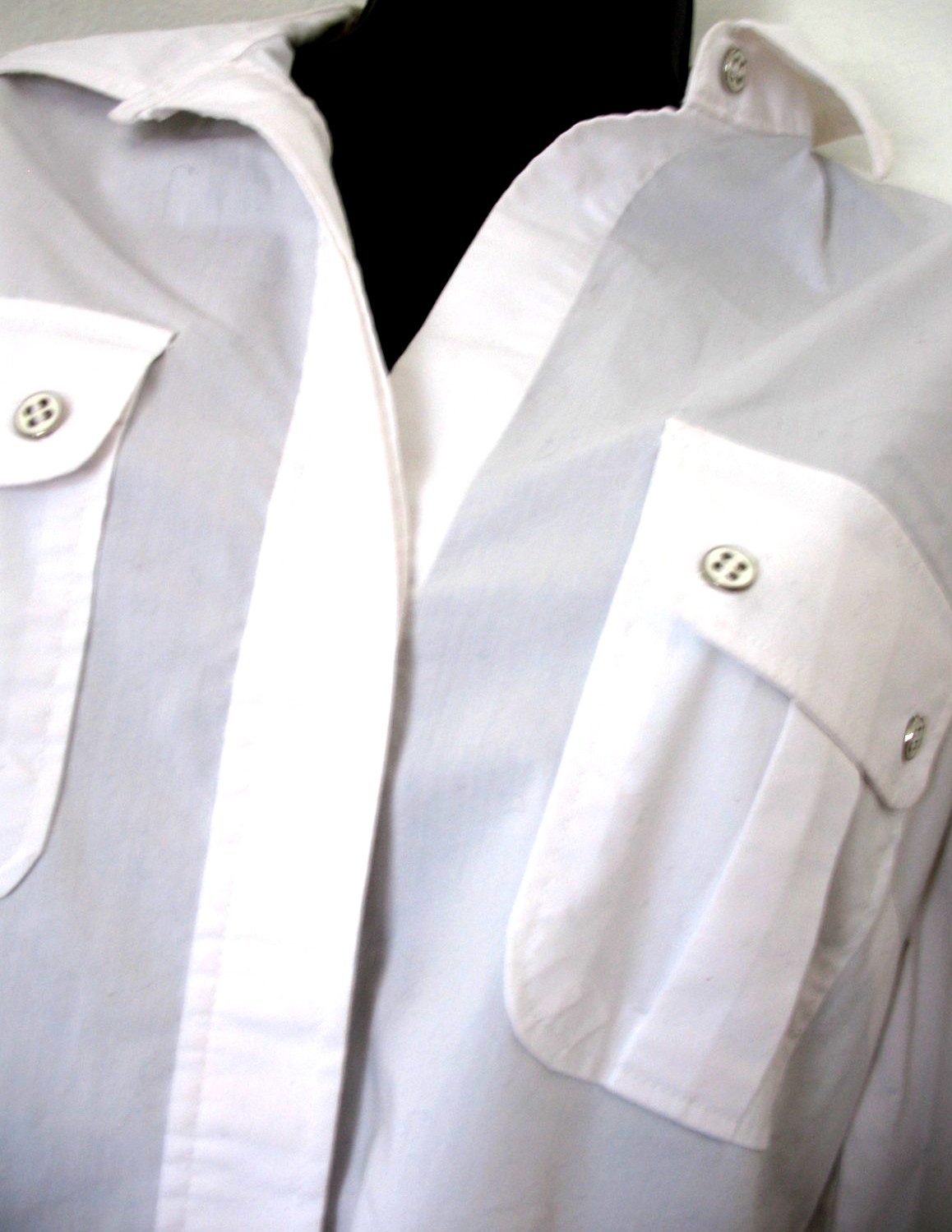 New York & Co. Blouse Western, White, Cotton, Polyester,Spandex, Medium.