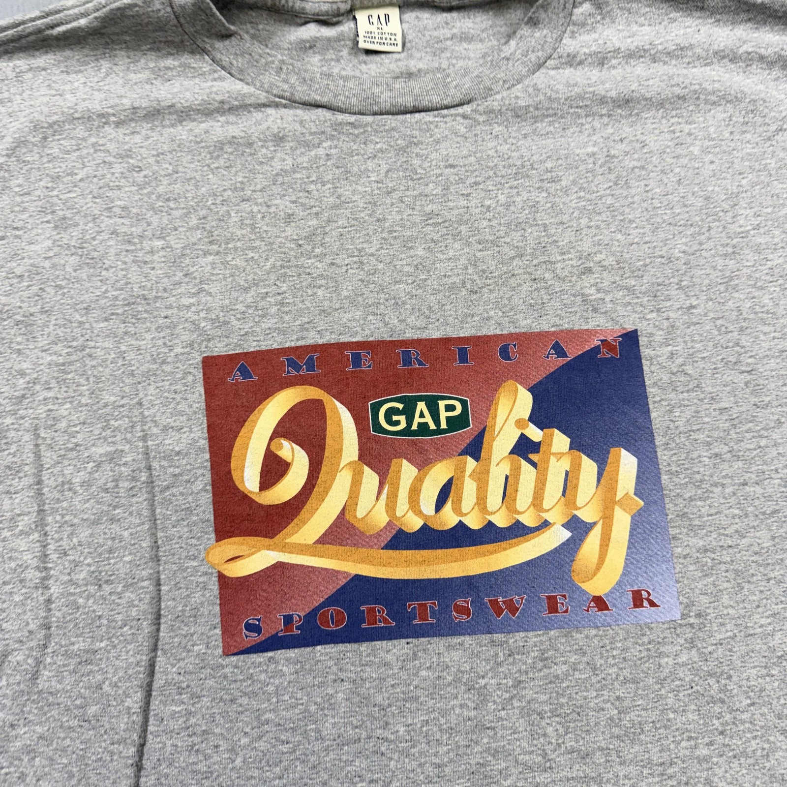 Vintage Gap Shirt Mens XL Gray American Quality Sportswear Graphic 90s USA