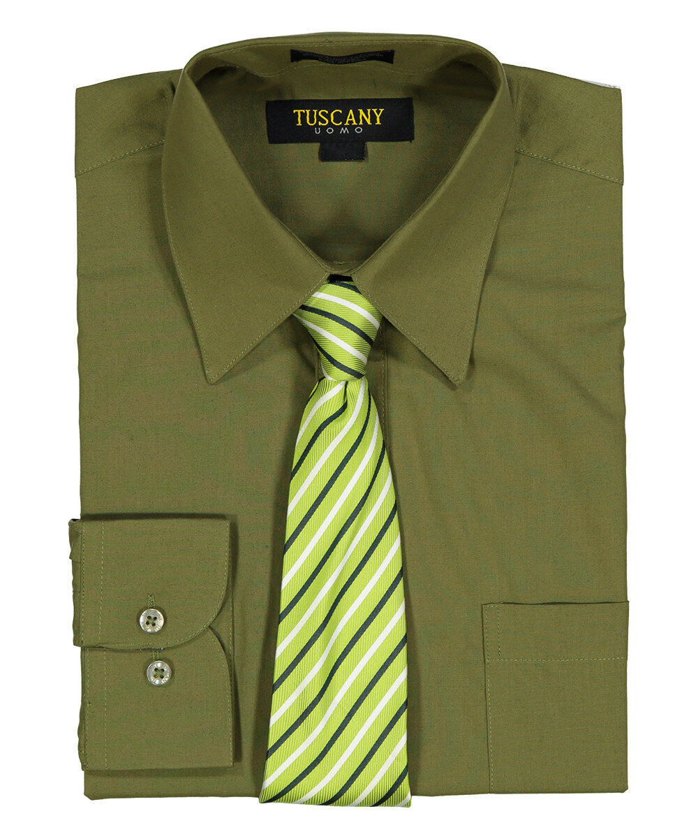 Men’s Dress Shirts With Matching (Random design) Tie Set Cotton-Blend Shirt Set