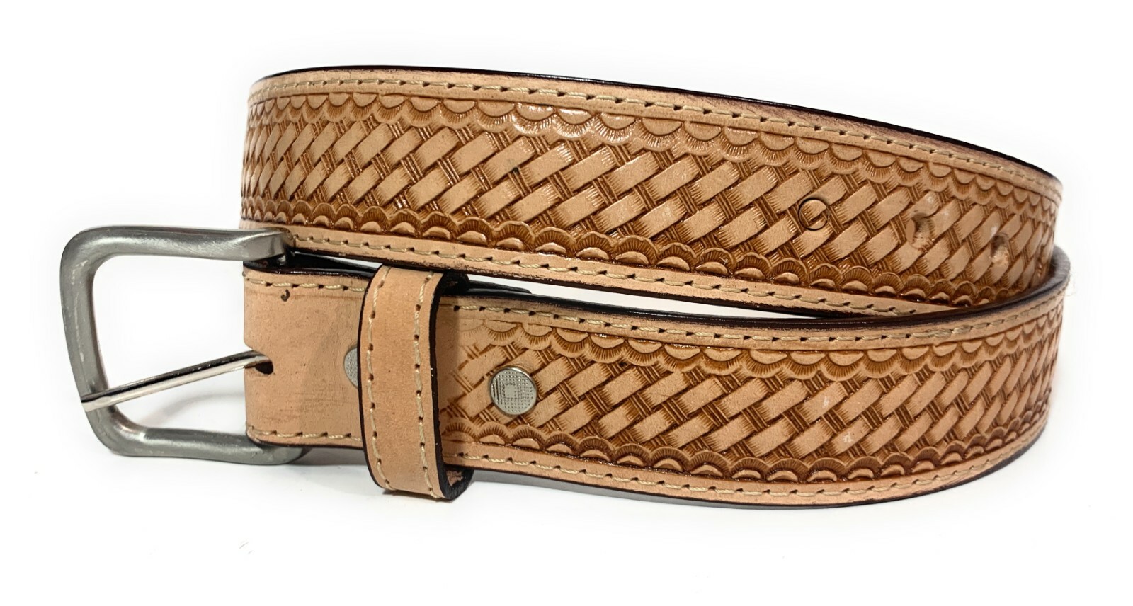 MEN’S HEAVY DUTY BASKET WEAVE WESTERN CASUAL OR WORK LEATHER BELT