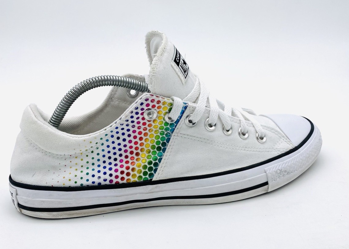 Converse Women’s Rainbow Dot Madison White Canvas Sneakers Shows 567260F Size 11