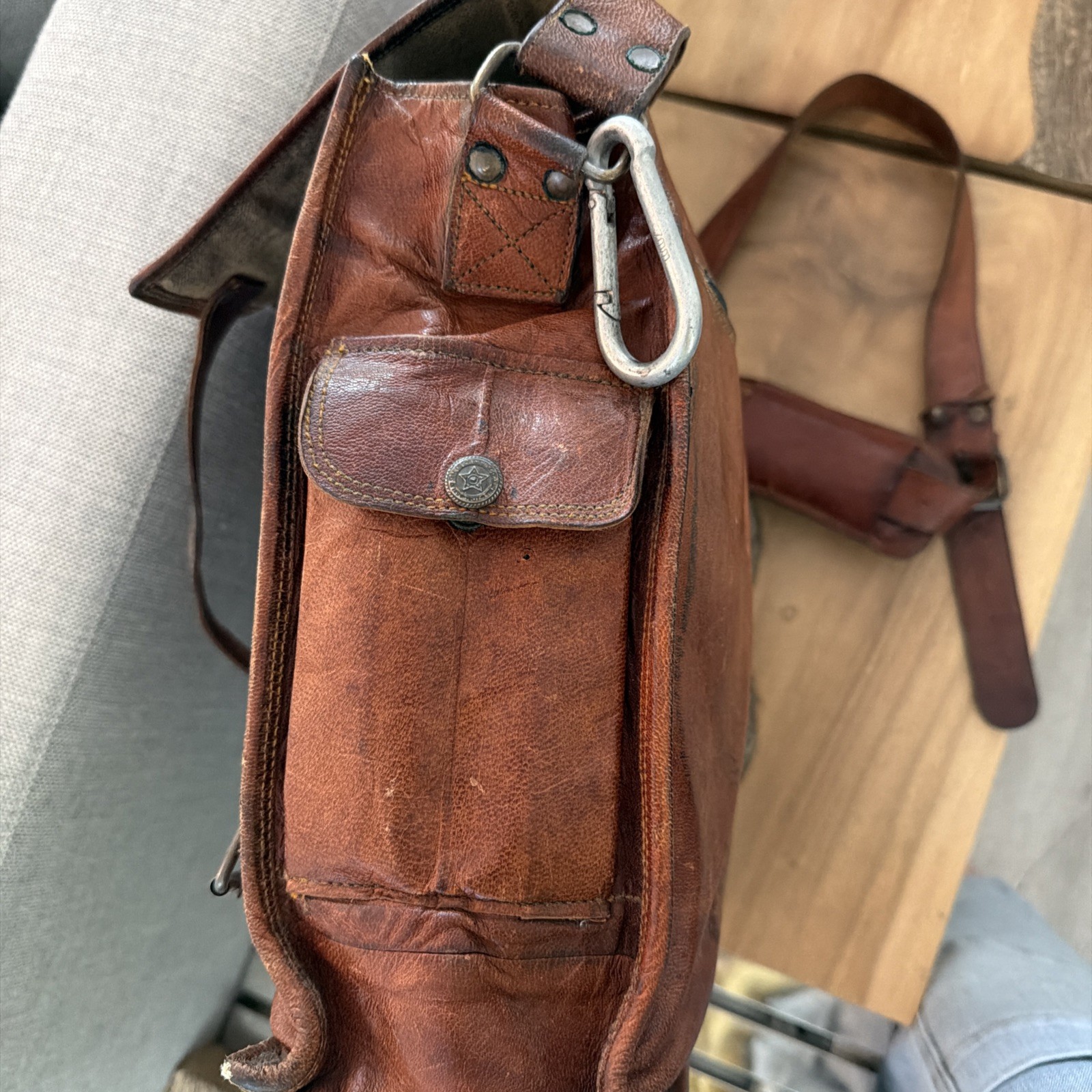 Vintage Genuine Leather Large Messenger Bag and Briefcase Purse Men Shoulder Bag