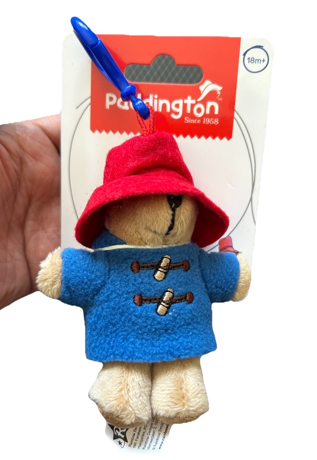 New Bear Paddingtons Red Blue Plush Key Fob Key Chain Purse Bag Toy Charm Holder