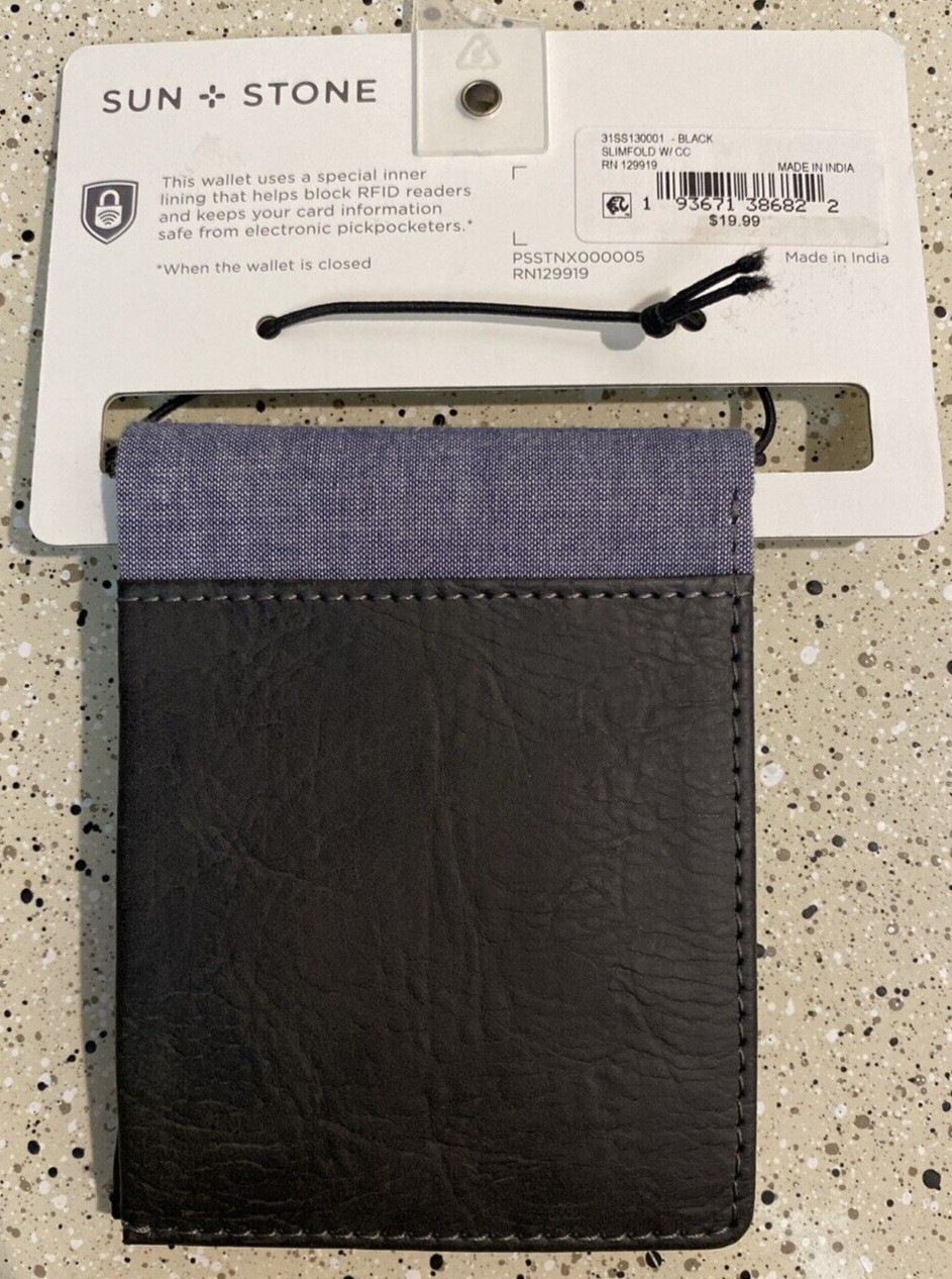 Sun + Stone Black Slim Fold Wallet RFID Protection Blocker, Created For Macy’s