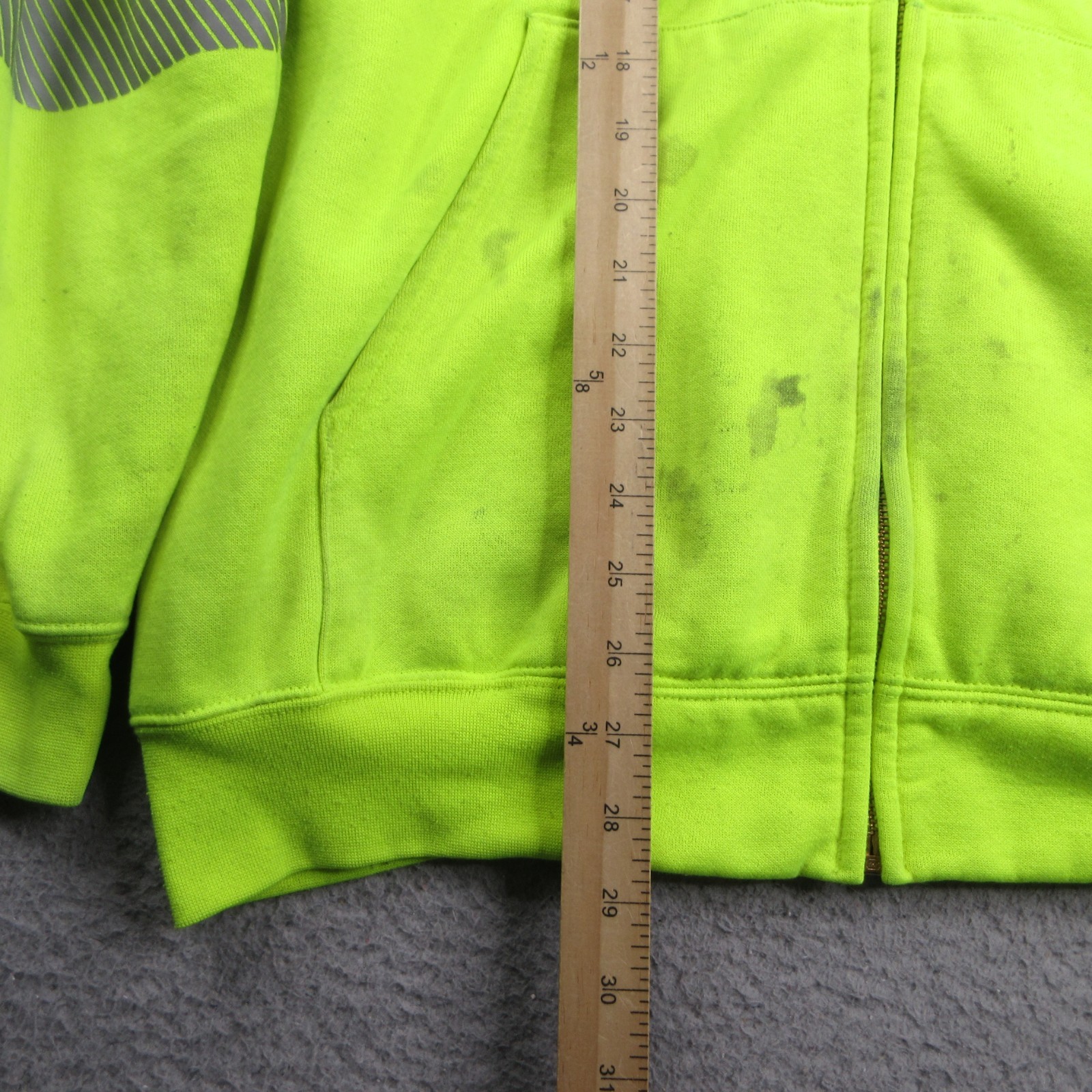 Carhartt Hi-Vis Hoodie Mens Large Yellow Fleece Full Zip Workwear