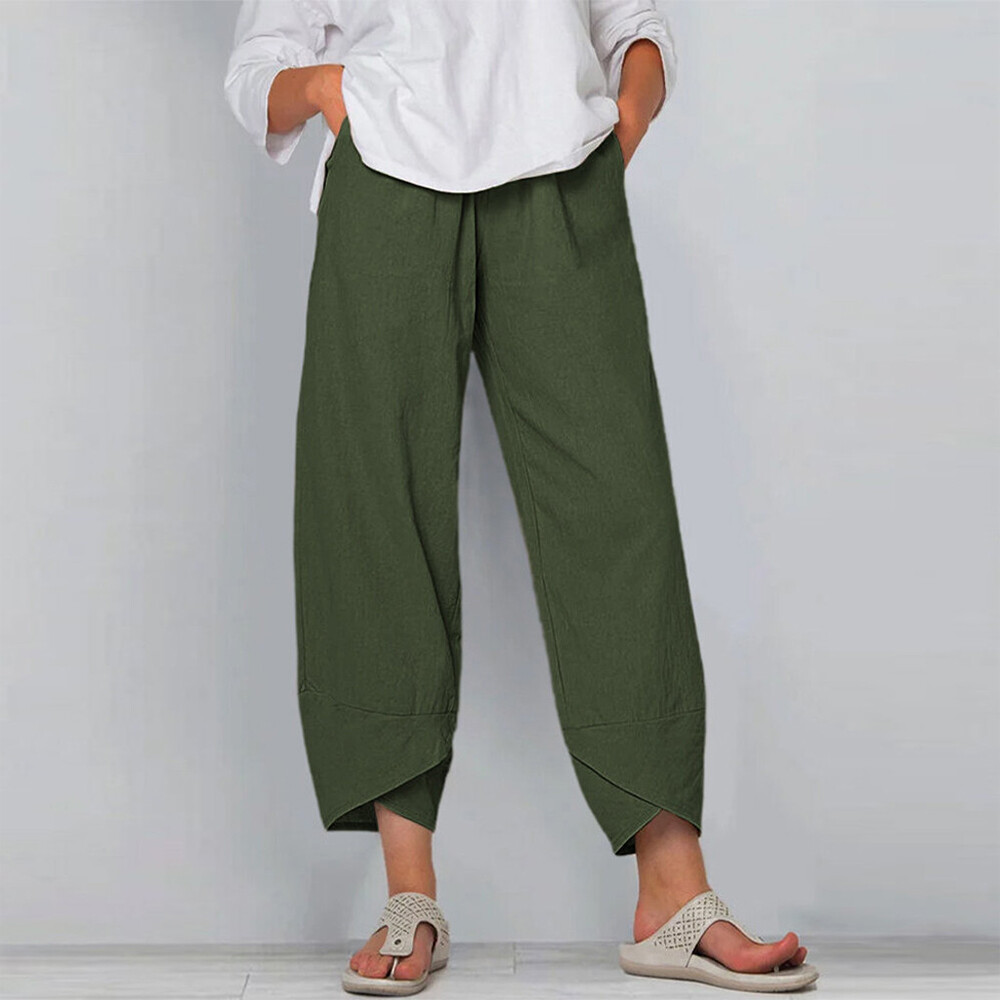 Summer Womens Summer Cotton Linen Baggy Casual Harem Pants Trousers Plus Size US