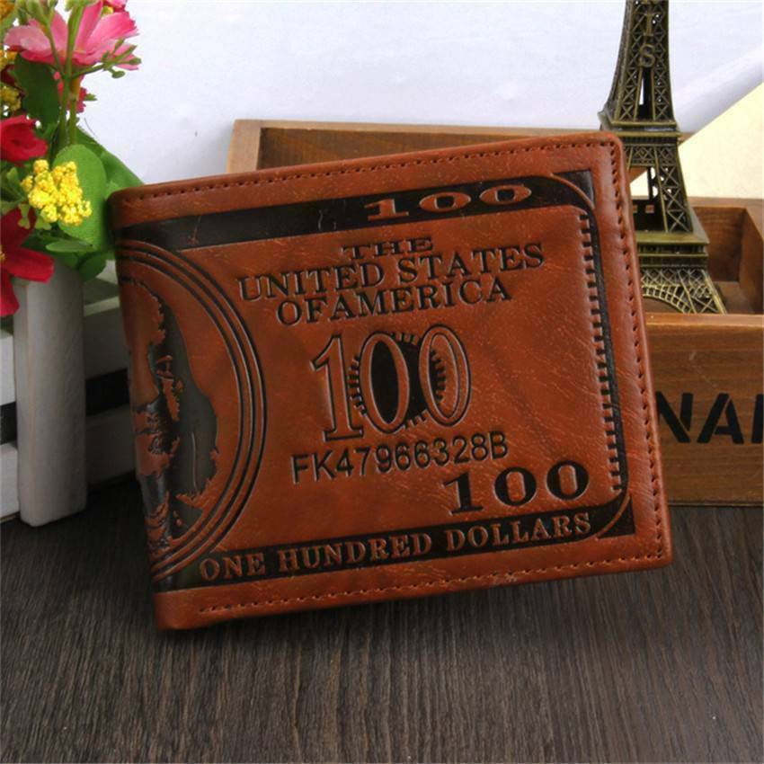 Men’s Novelty US 100 Dollar Wallet PU Leather Bill Money Billfold Card Holder US