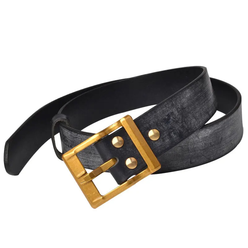 Horsehide Leather Belt 6th Gen Vegetable Tanned Brass Buckle Full Grain 3.8cm