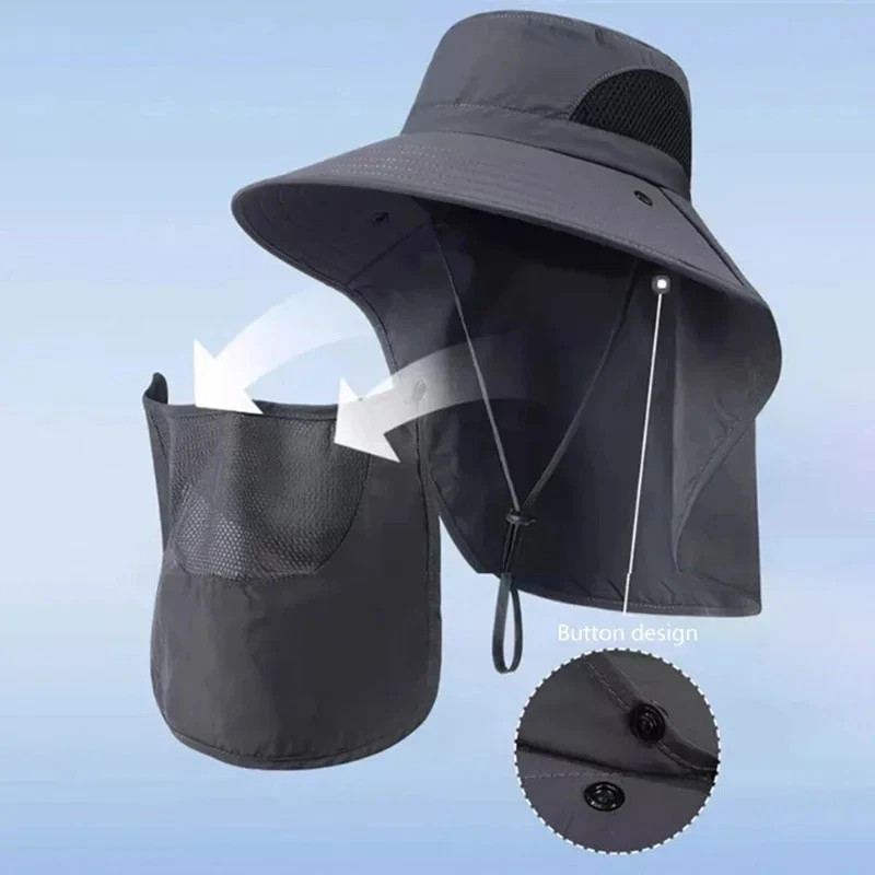 Wide Brim Sun Hat UV Protection Bucket Cap For Hiking Camping Fishing Safari Men