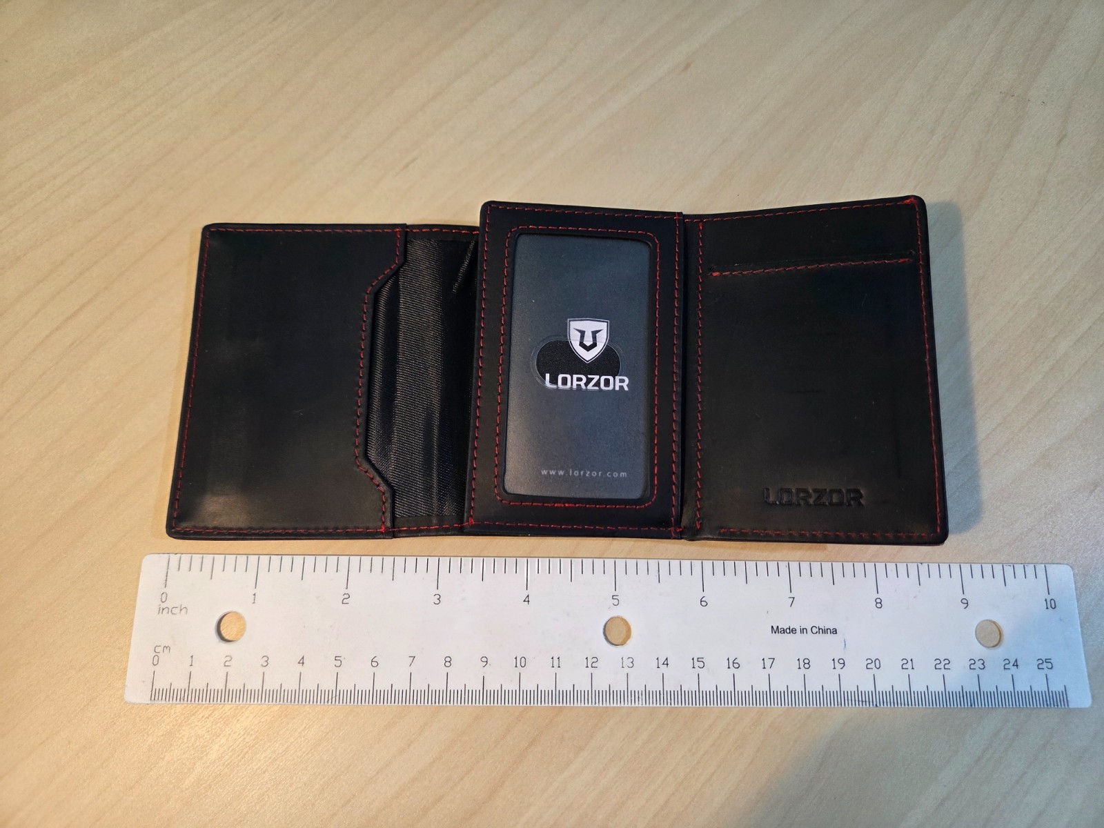 LORZOR Minimalist Leather Wallet – Full Grain Leather, Slim Pop-up Card Case