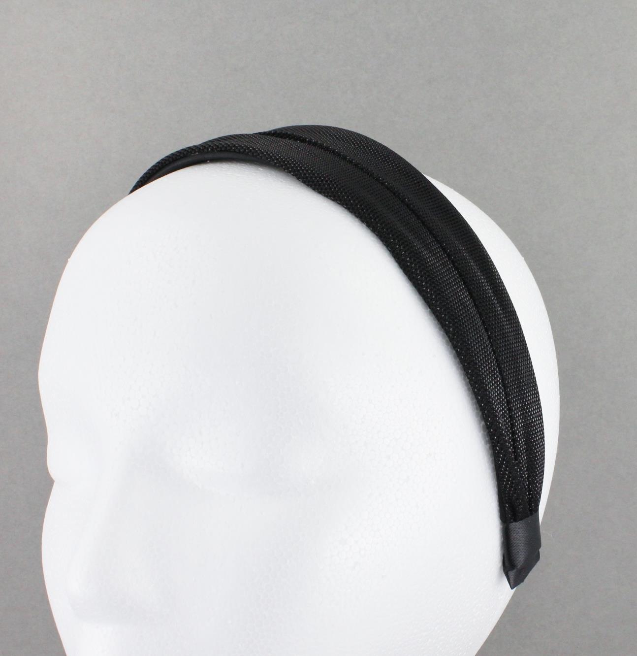 Black headband 1 5/8″ wide shiny satin fabric covered hair band no teeth