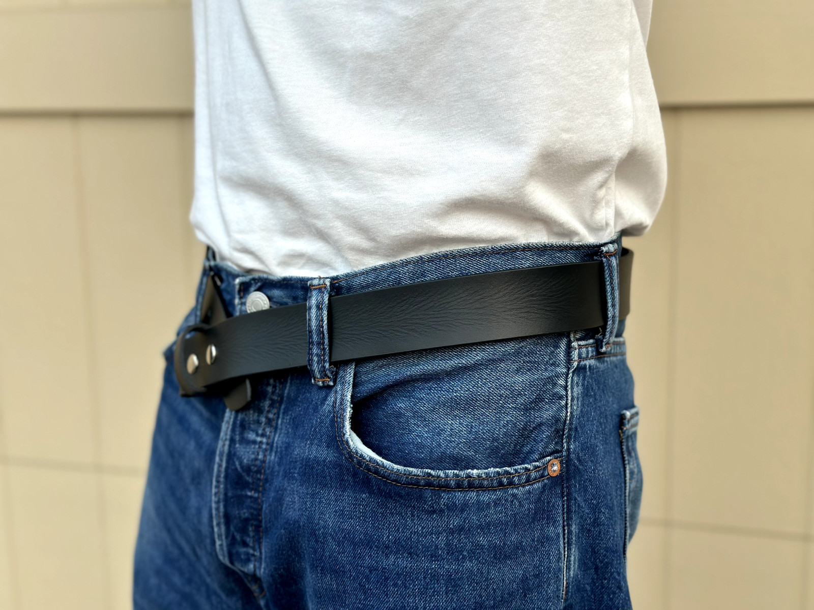 Handmade Genuine Men’s Belt Full Grain Leather Without Buckle Heavy Duty Western
