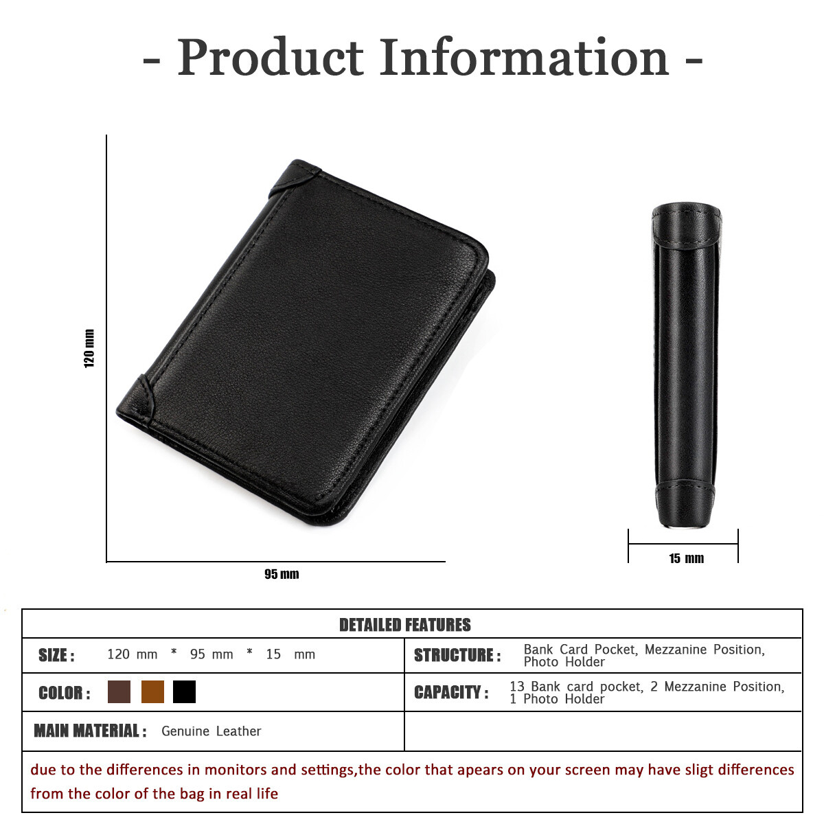 Genuine Leather Wallets For Men Slim Minimalist Trifold Wallet RFID Blocking
