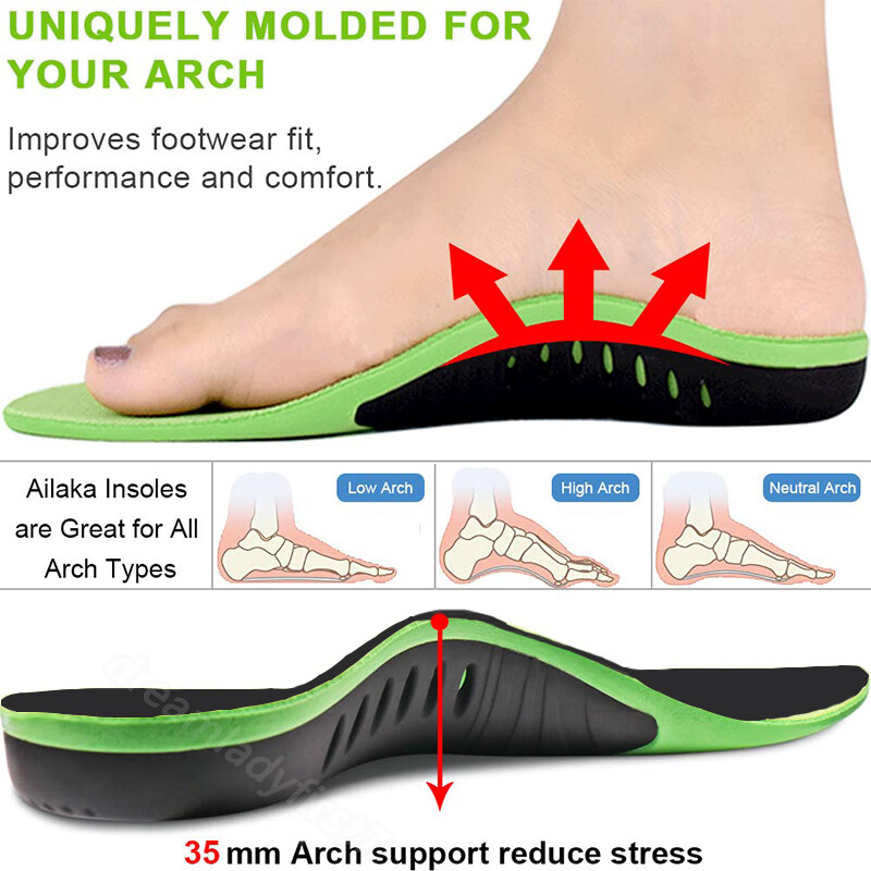Heavy Duty High Arch Support Orthotic Insoles for Plantar Fasciitis Pain Relief
