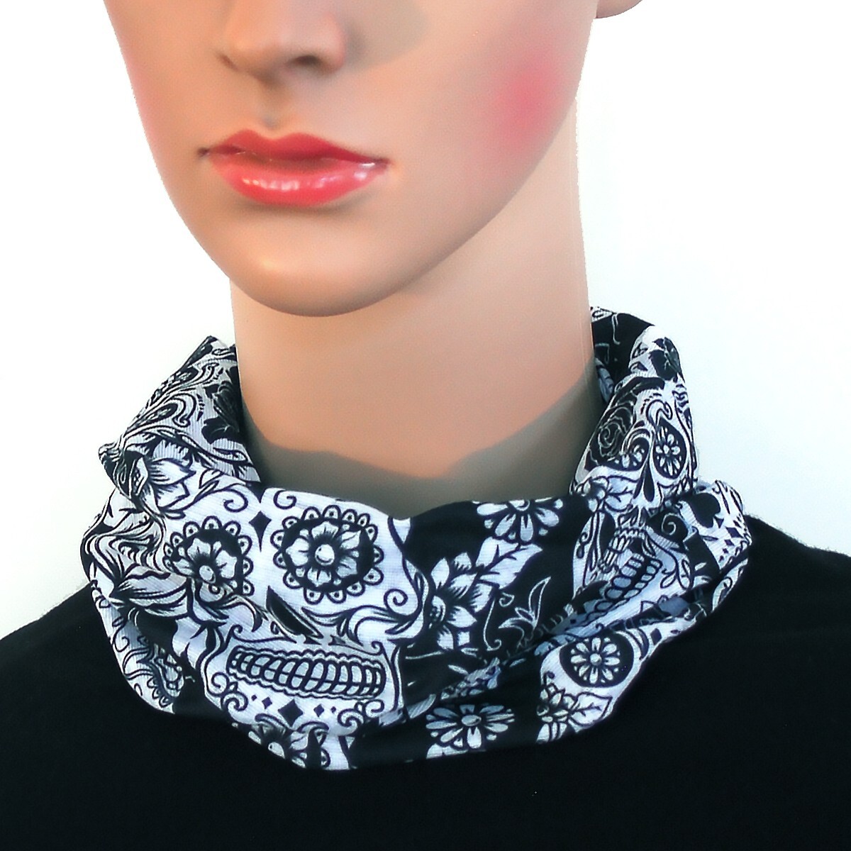 Sugar Skull Headscarf Tube Biker Face Cover Mask Neck Gaiter Bandana Balaclava
