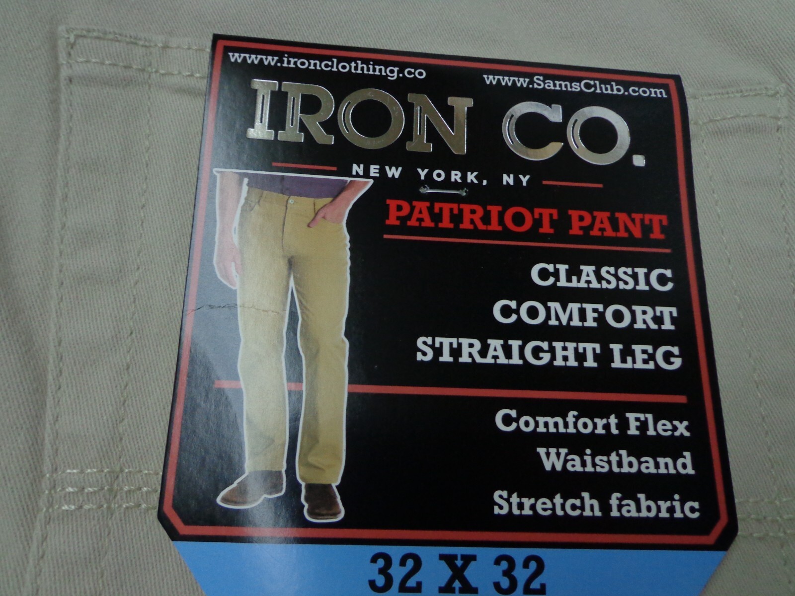 Iron Co. Men’s Classic Stretch Comfort Patriot Pants ‘Dune’ Cream Color 32 x 32