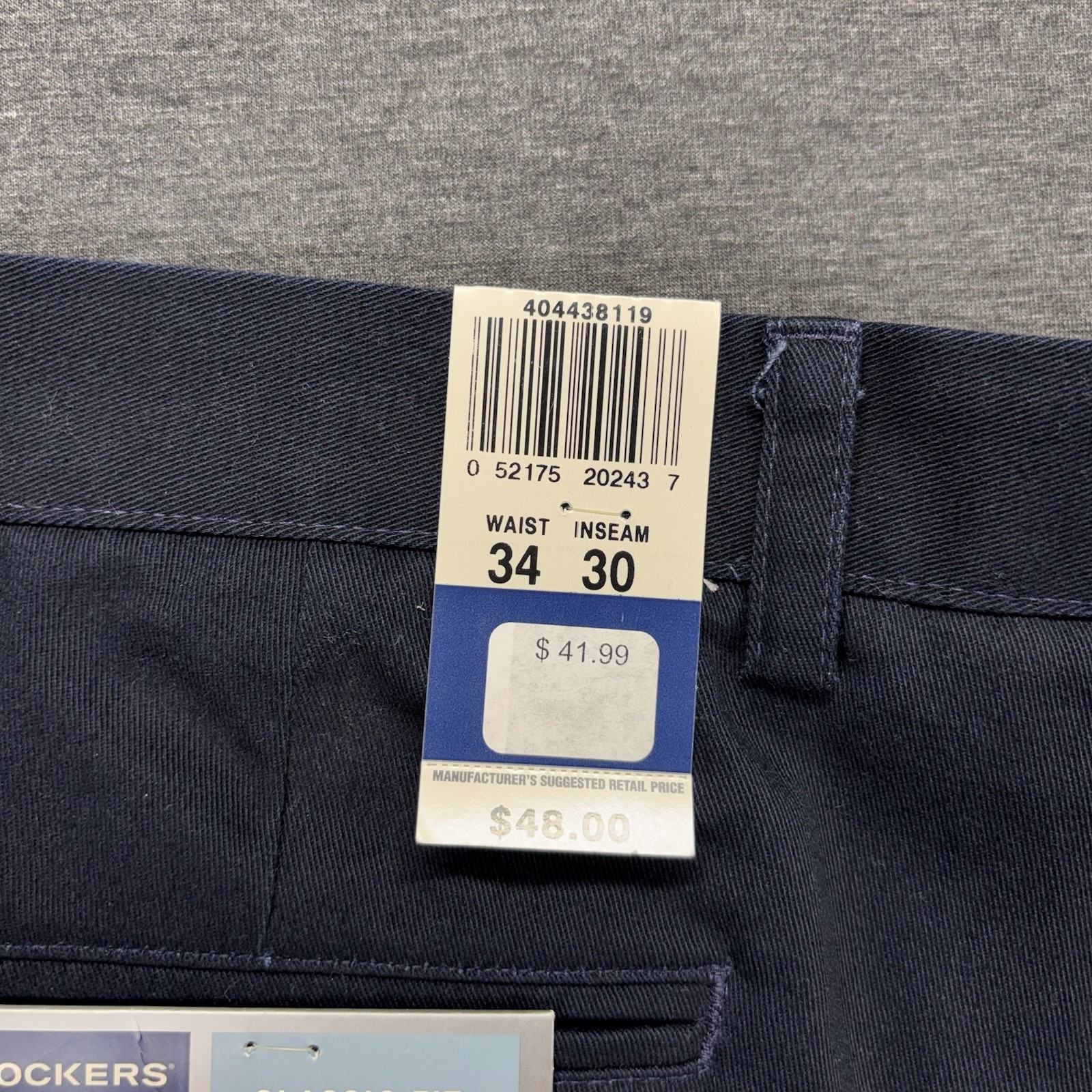 Dockers Original Khaki Pants Mens 34×30 Blue Classic Fit Pleated No Wrinkles NEW