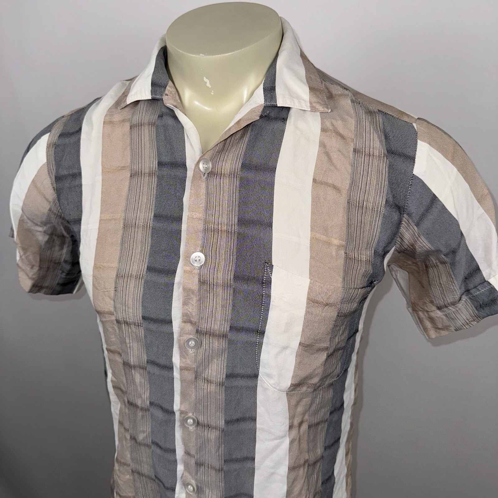 Ashfield Duke of Hollywood Shirt Rayon Loop Collar Vintage 50s 60s Mens Medium