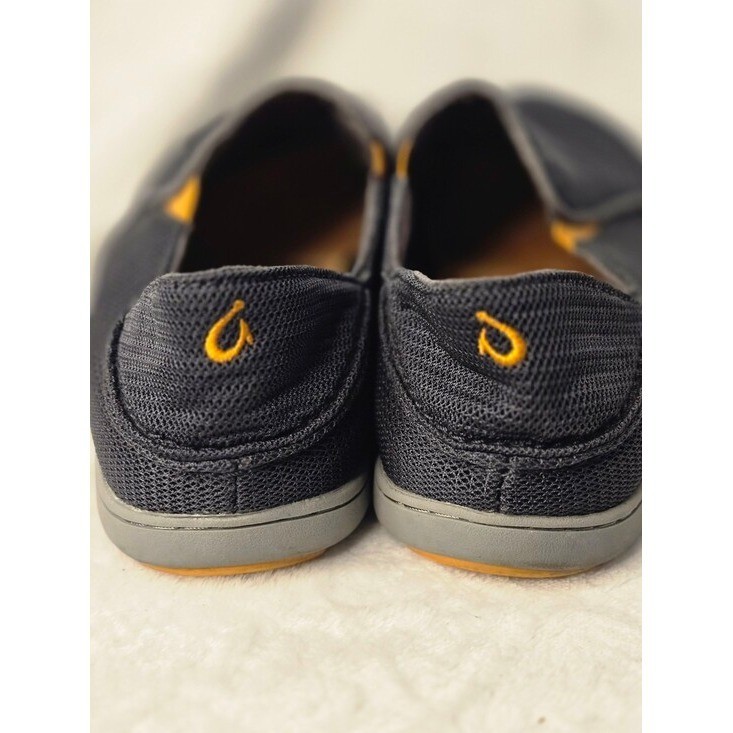 OluKai Nohea Moku Mens Charcoal Grey Orange Mesh Slip On Shoes size 8