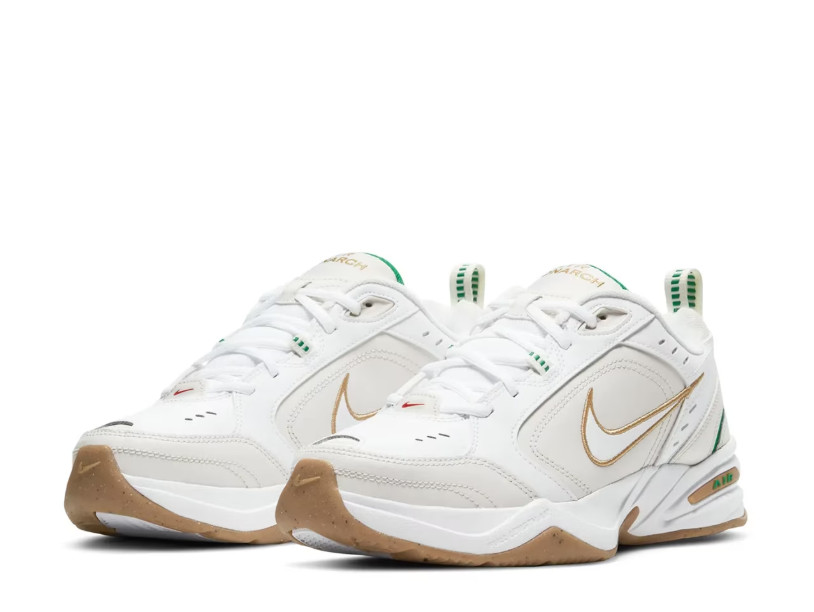 Nike AIR MONARCH IV Men White Green 103 Walking Shoe Medium & WIDE WIDTH 4E EEEE