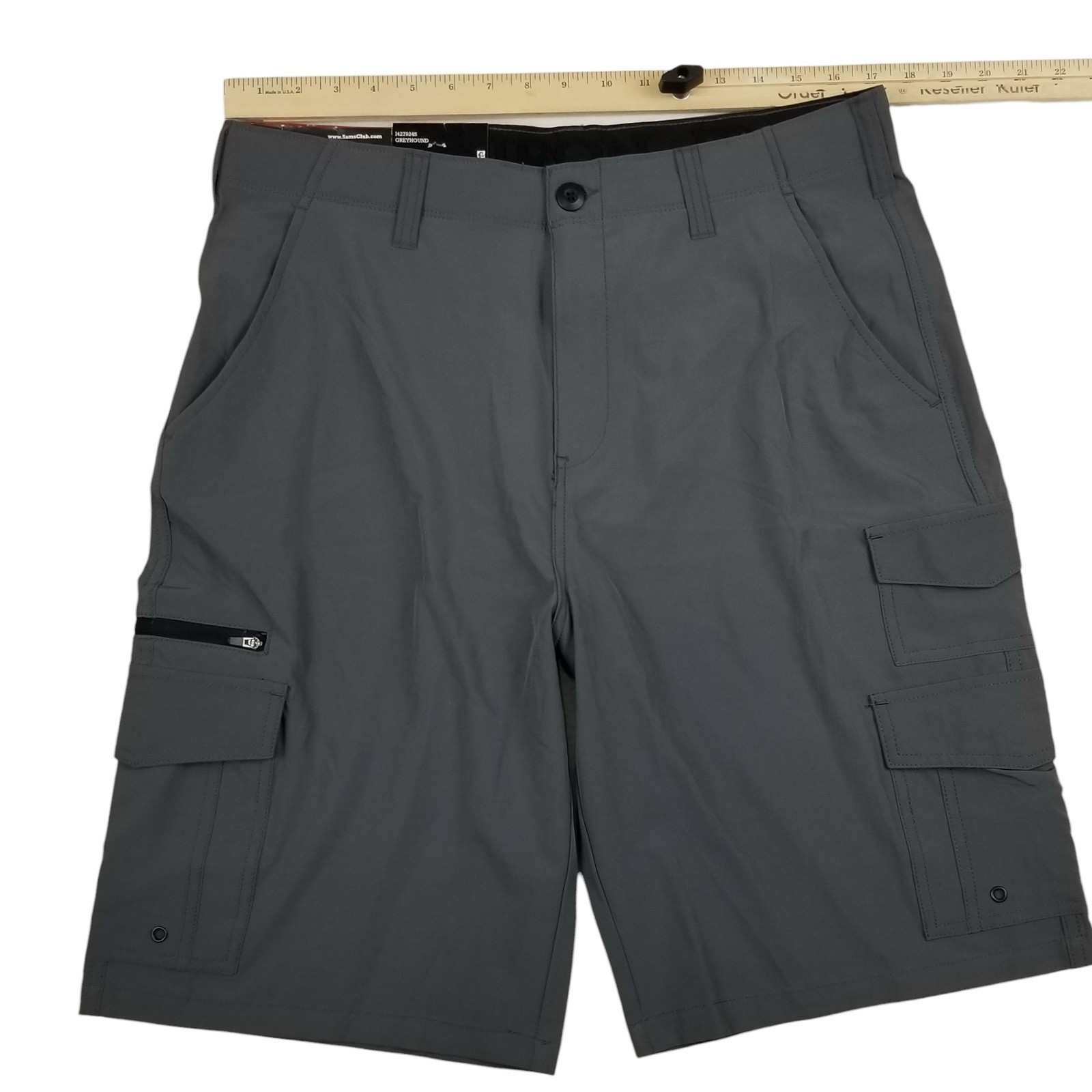 Iron Co Grey sz 34 Men’s Flex Waistband Stretch Hybrid Multi Pocket Cargo Short