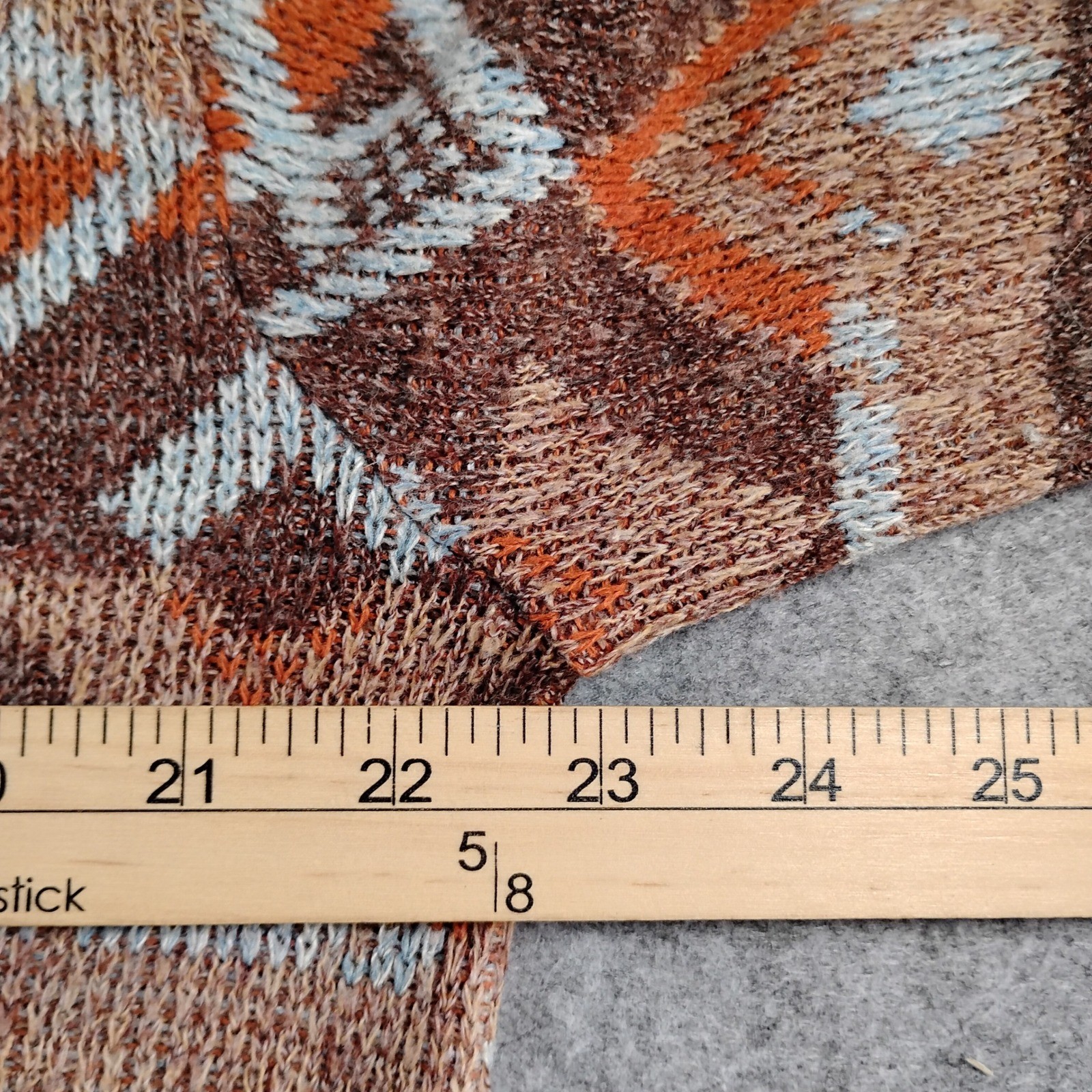 BFD Vintage Men Brown Fair Isle Geometric Acrylic Knit Crewneck Sweater USA Made
