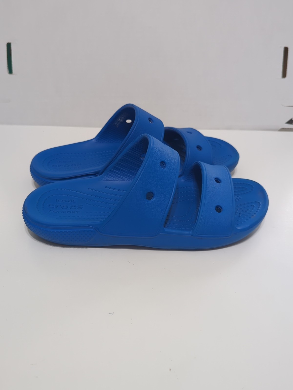 CROCS Classic Slide Sandal Men 4 Women 6 Blue Double Strap Slip On Unisex EUC