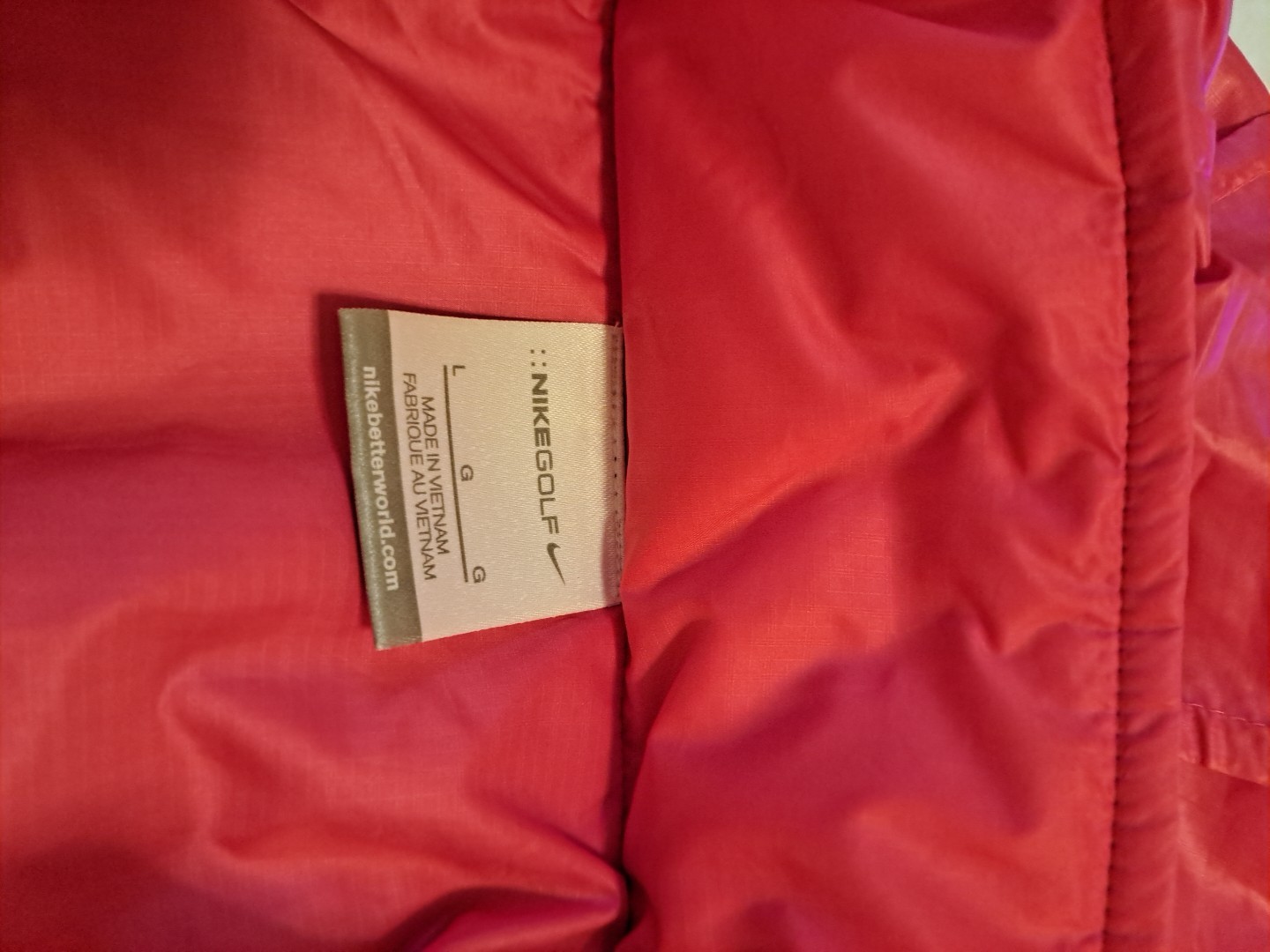 Nike Golf Hot Pink Zip up Puffer Jacket Hooded Size L EUC Returns Accepted