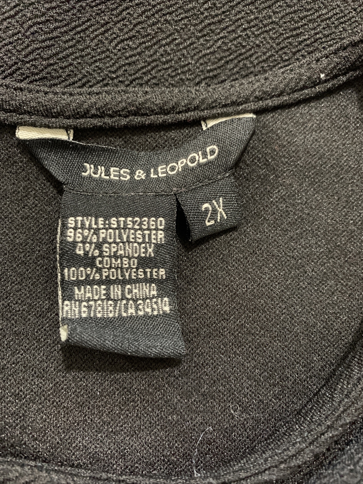 JULES & LEOPOLD WOMEN’S PLUS BLOUSE RUFFLED HEM – BLACK – 2X – EUC
