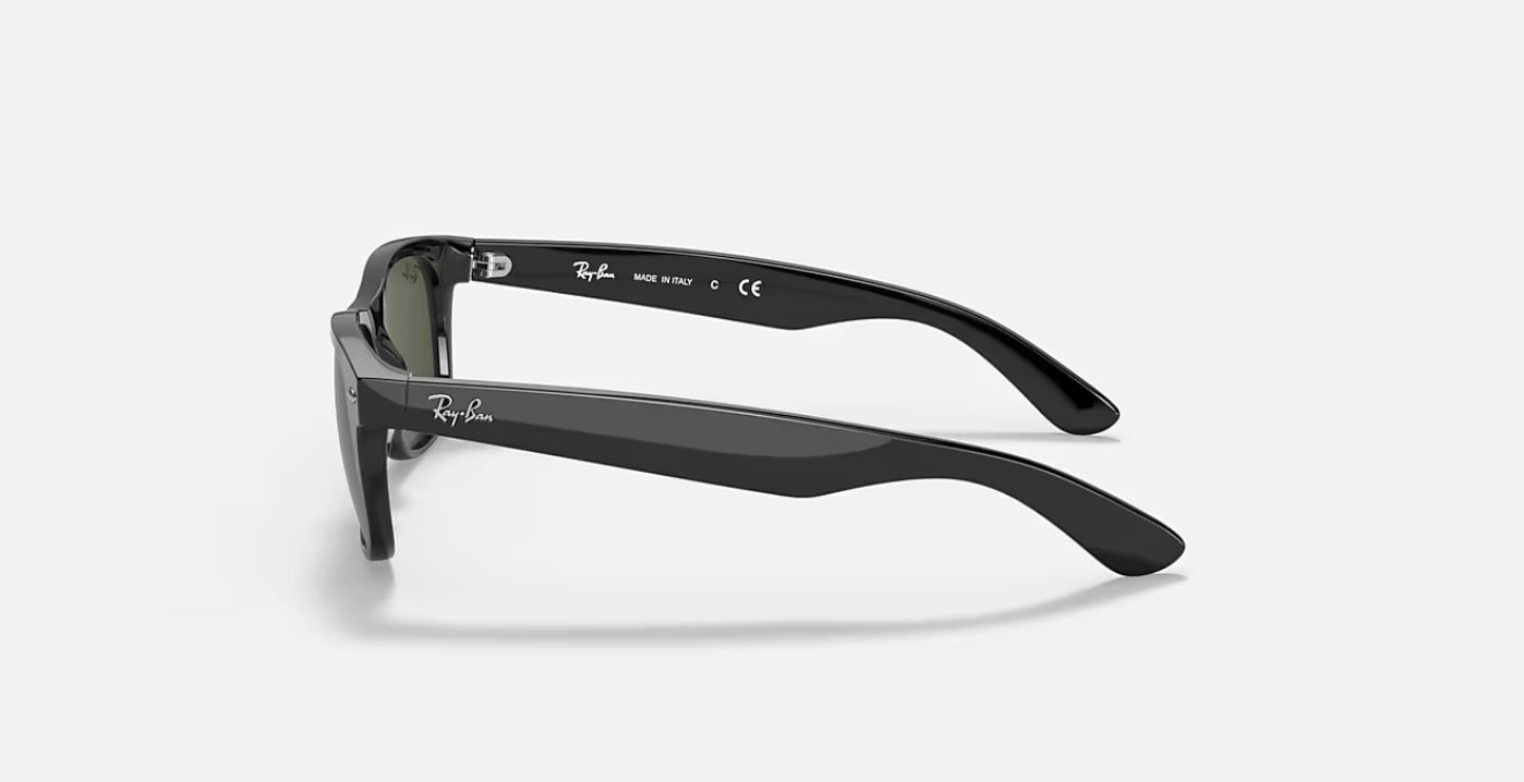 Ray-Ban New Wayfarer Classic Gloss Black / Green 58 mm Sunglasses RB2132 901 58
