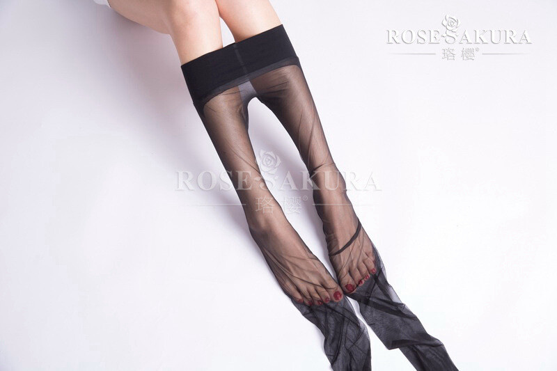 Rose Sakura SEAMLESS Pantyhose Tights See-through Stockings Sheer No Seam 7334
