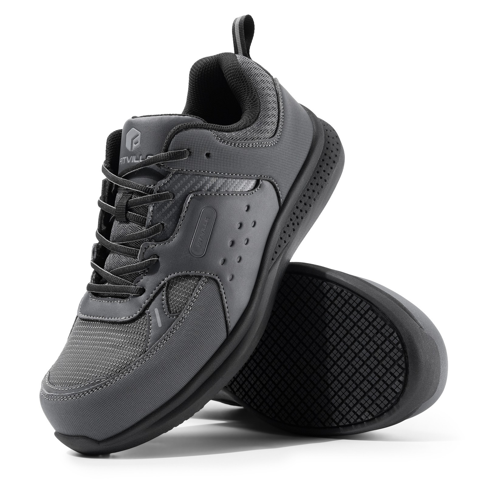 FitVille Men’s Extra Wide Work Safety Shoes Composite Steel Toe Slip Resistant