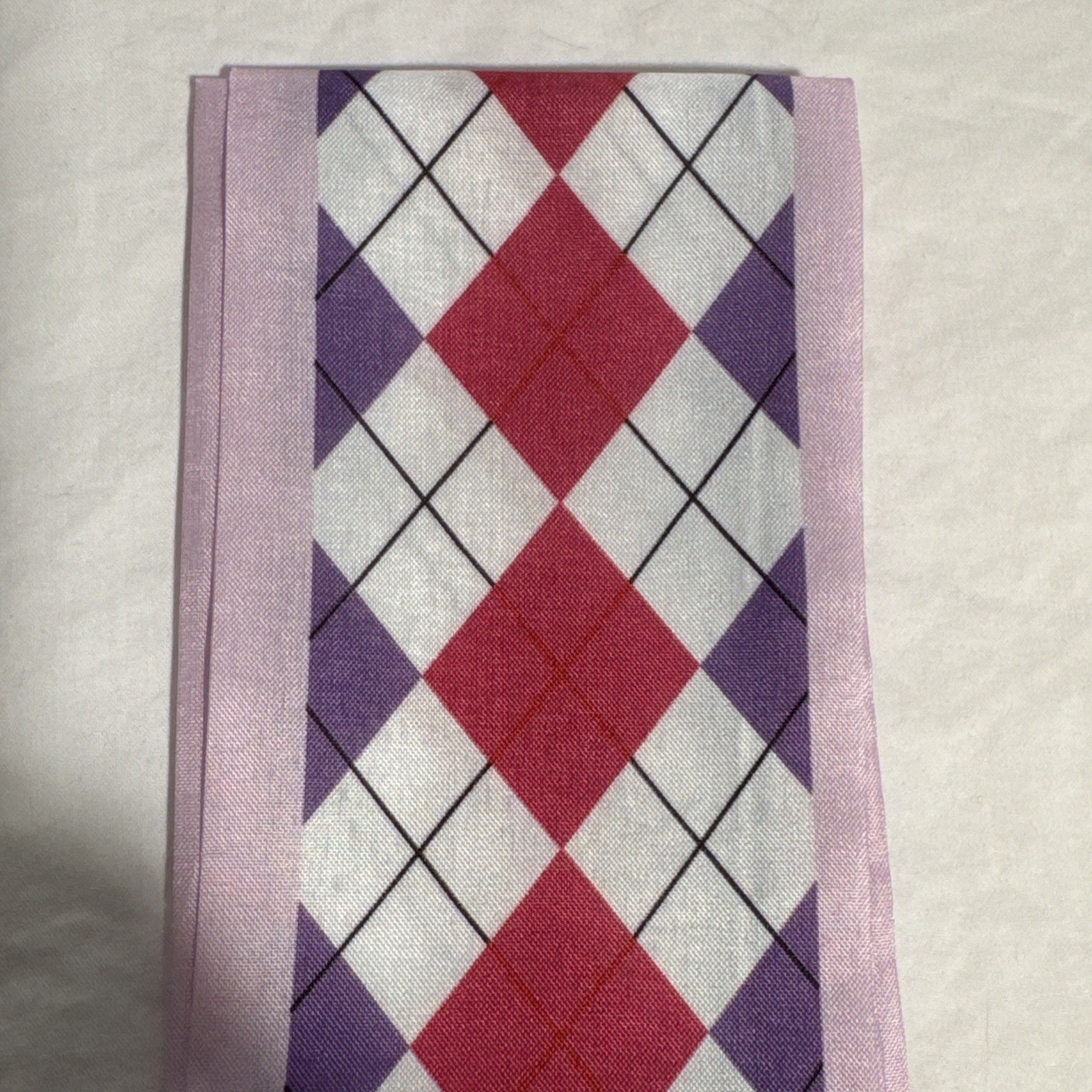 Preppy Pink Purple White Black Argyle Purse Hair Scarf New
