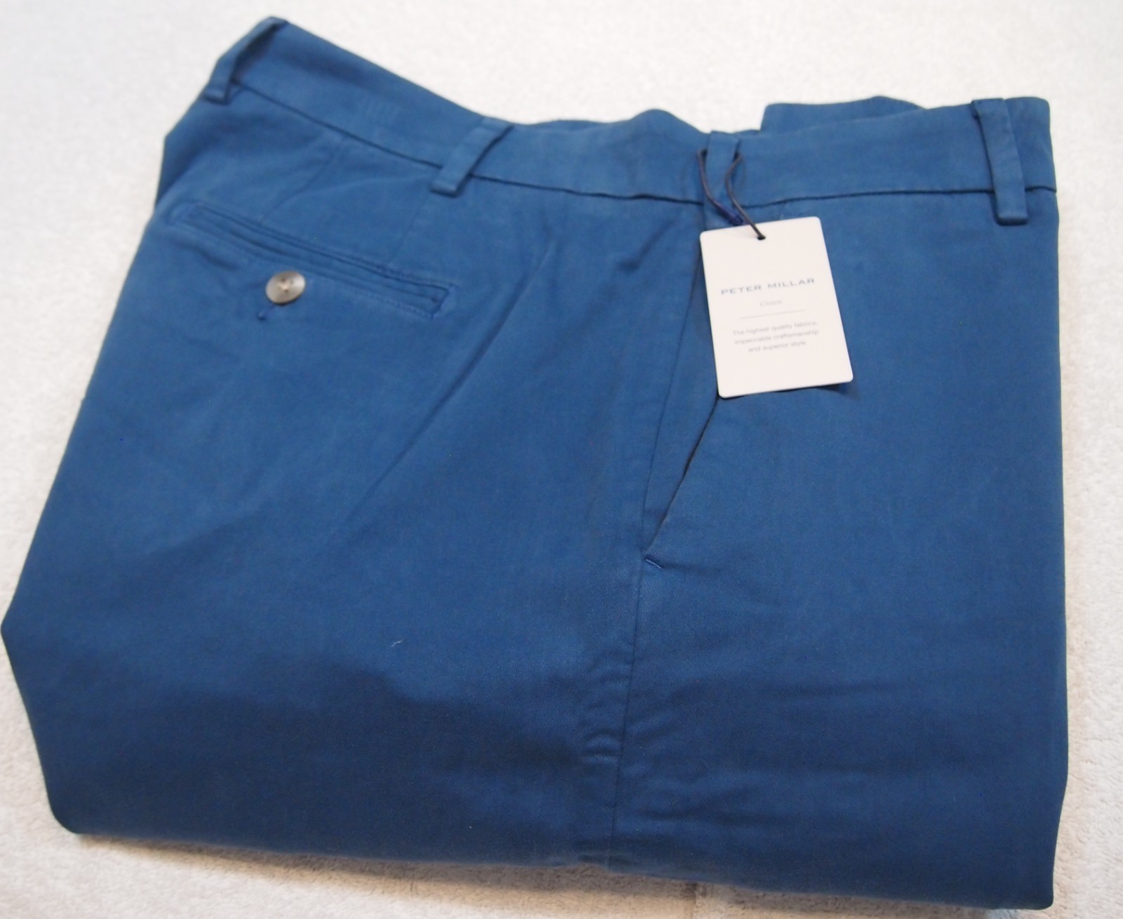 Peter Millar Signature Sateen Cotton Blend Pants NWT $188 36 x 32 Navy Blue