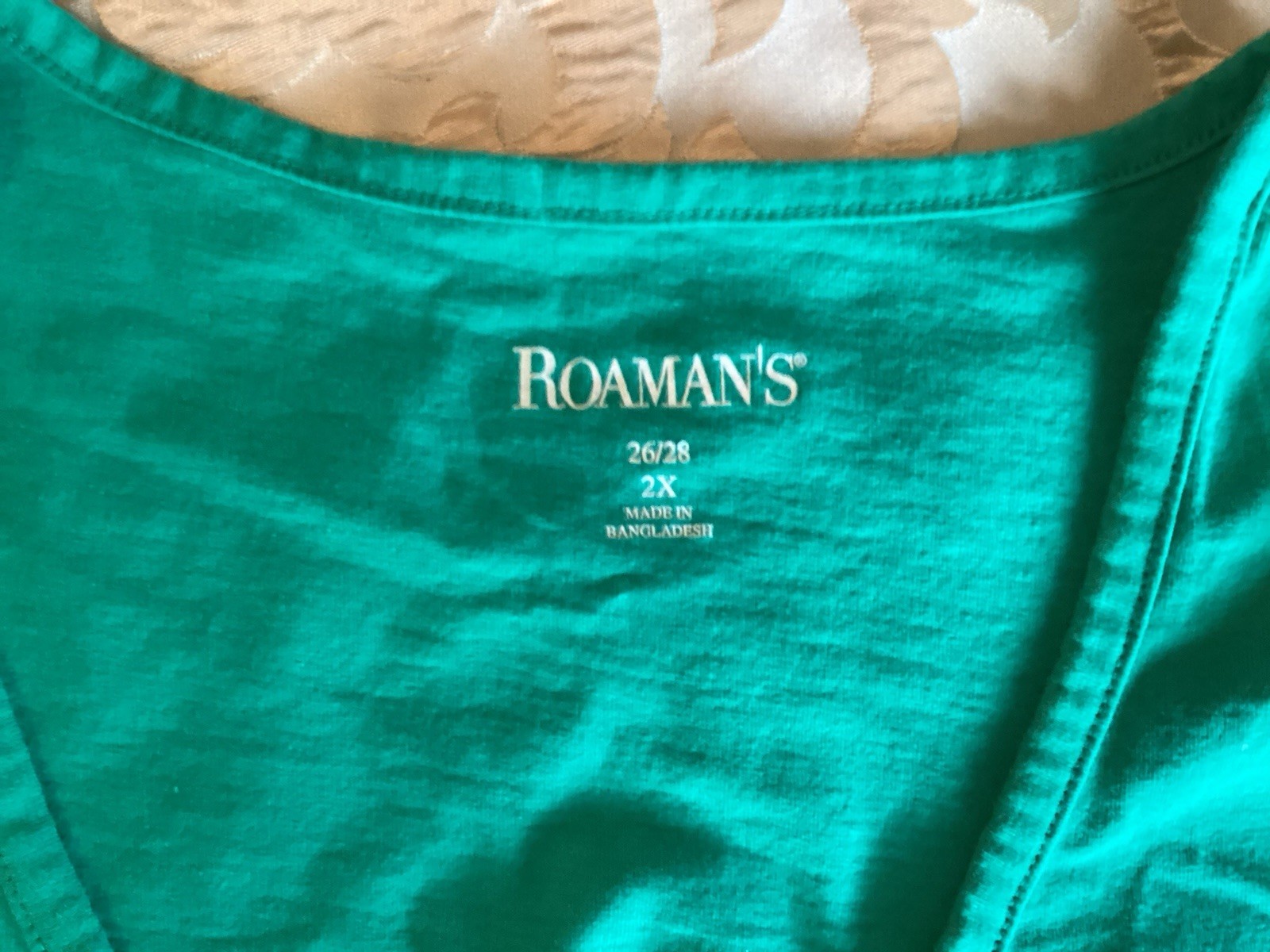 Romans Womens Green Pull Over Shirt Top Short Sleeve 2X 100% Cotton