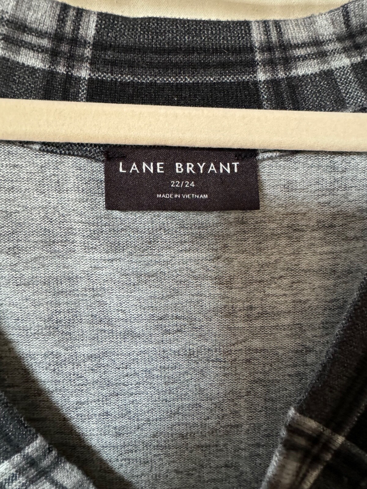 Lane Bryant 22/24 Women 2X Knit Fleece Black Plaid Soft Pullover Top Shirt