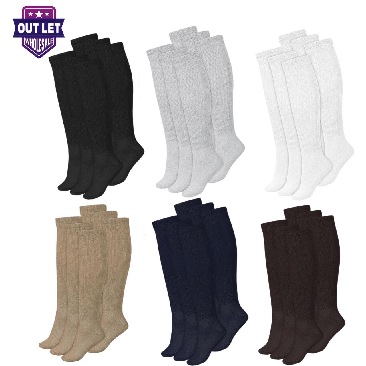 2 Pairs Diabetic Socks Over The Calf – Knee High Premium Cotton Socks Men’s Size