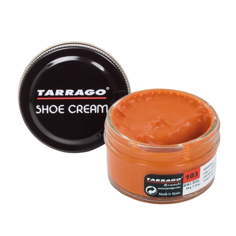 tarrago shoe cream, 103 pale orange, 1.7 ounce glass jar, leather care & shine