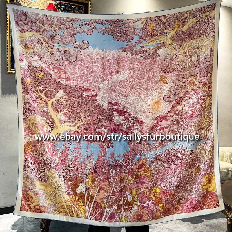 Sallys 70% Cashmere 30% Silk Wrap Scarf Nature Print Double Face Shawl 53″ Pink