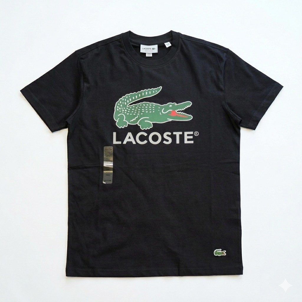 Lacoste Men’s Signature Print Cotton Jersey T-Shirt Black TH1285-51-031