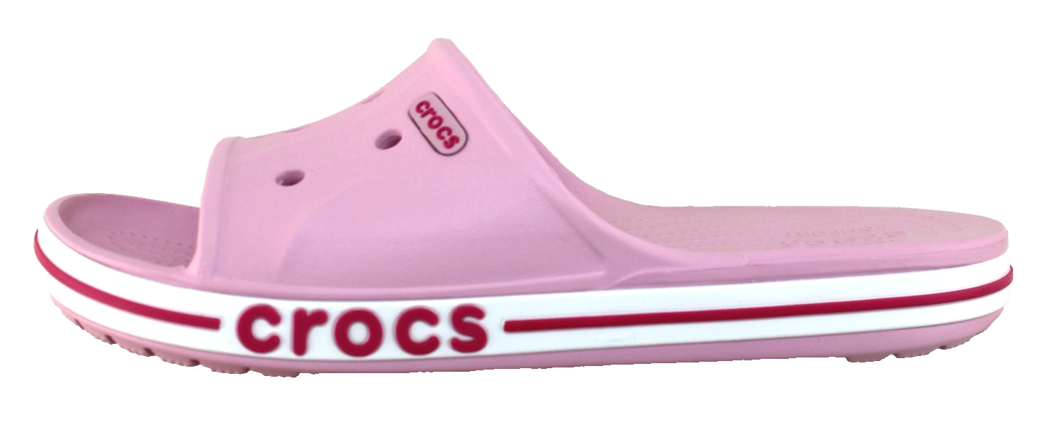 New CROCS Women’s 10 Bayaband Pink with Raised Crocs Logo Unisex Slide Sandals