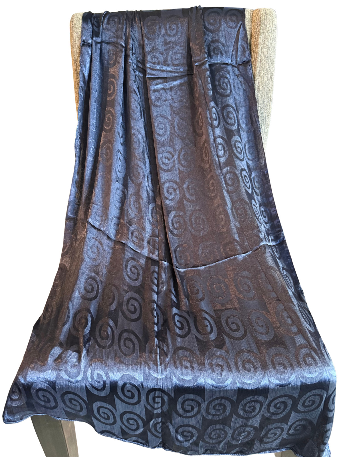 Silk Striped Printed Scarf for Women – Metalic Blue