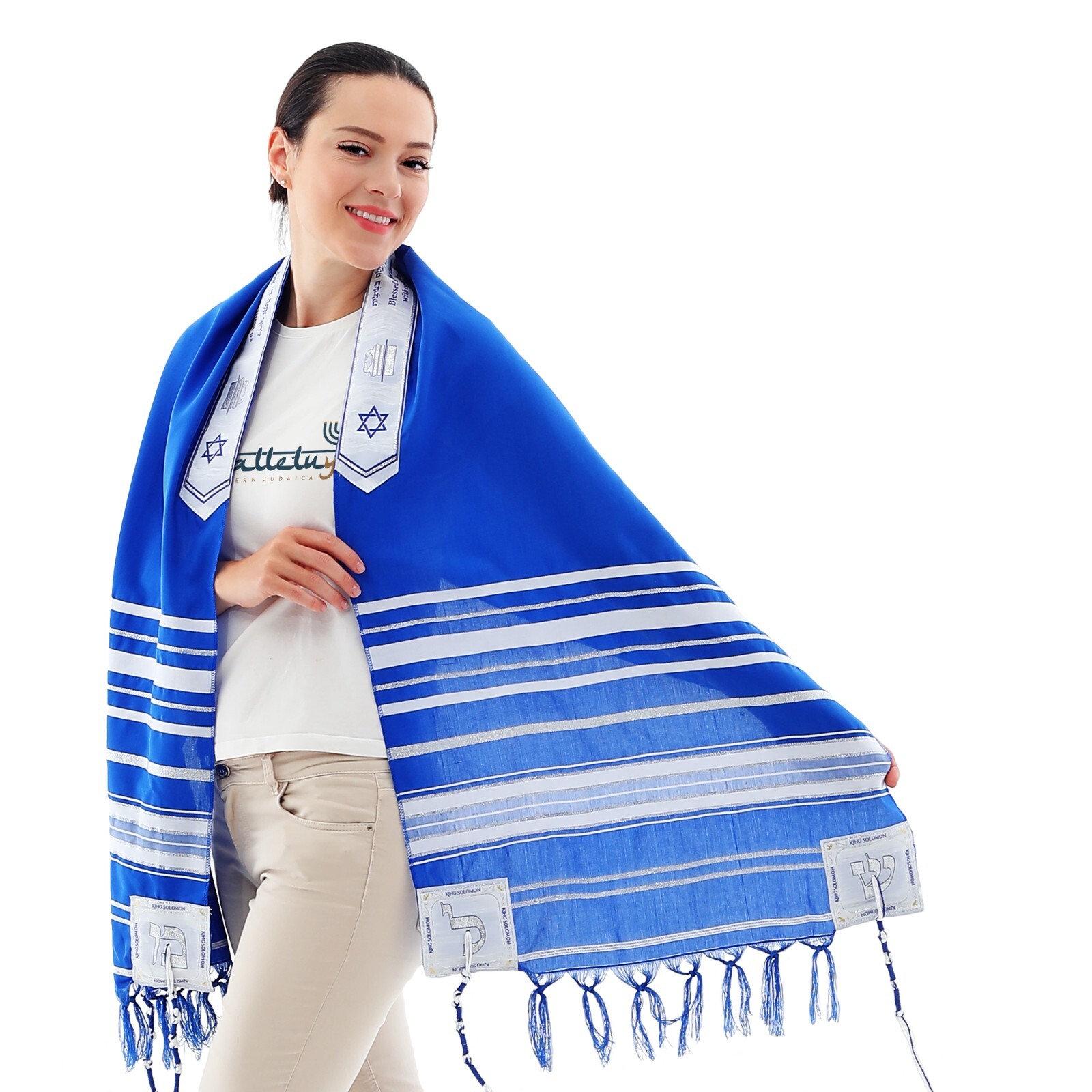 HalleluYAH King Solomon Tallit Prayer Shawl 72″x 22″ with Bag | Design (4 Color)