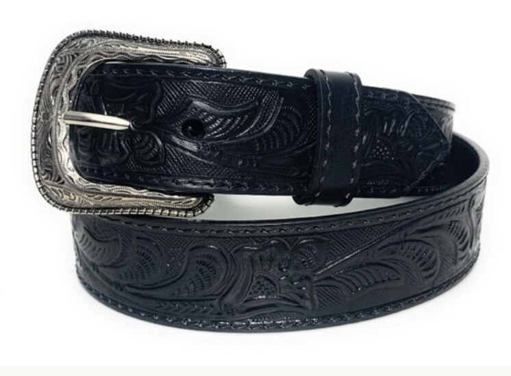 EMBOSSED WESTERN LEATHER BELT COWBOY RODEO CASUAL LEATHER BELT FLORAL EMBOSSED