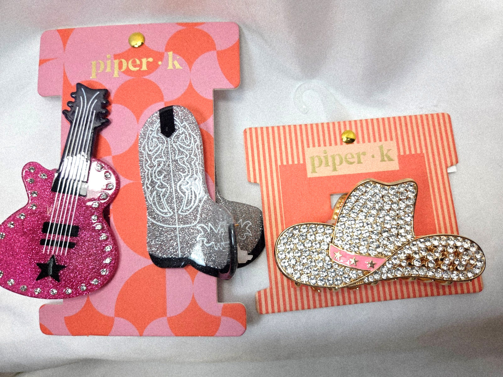 NWT Piper K Cowgirl Boot, Guitar, and Hat Hair Clip, NWT, Super Cute!
