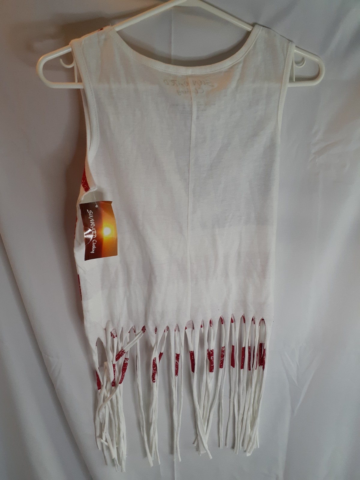 Sunward Clothing American Flag Fringe Tank Top Womens Medium NWT